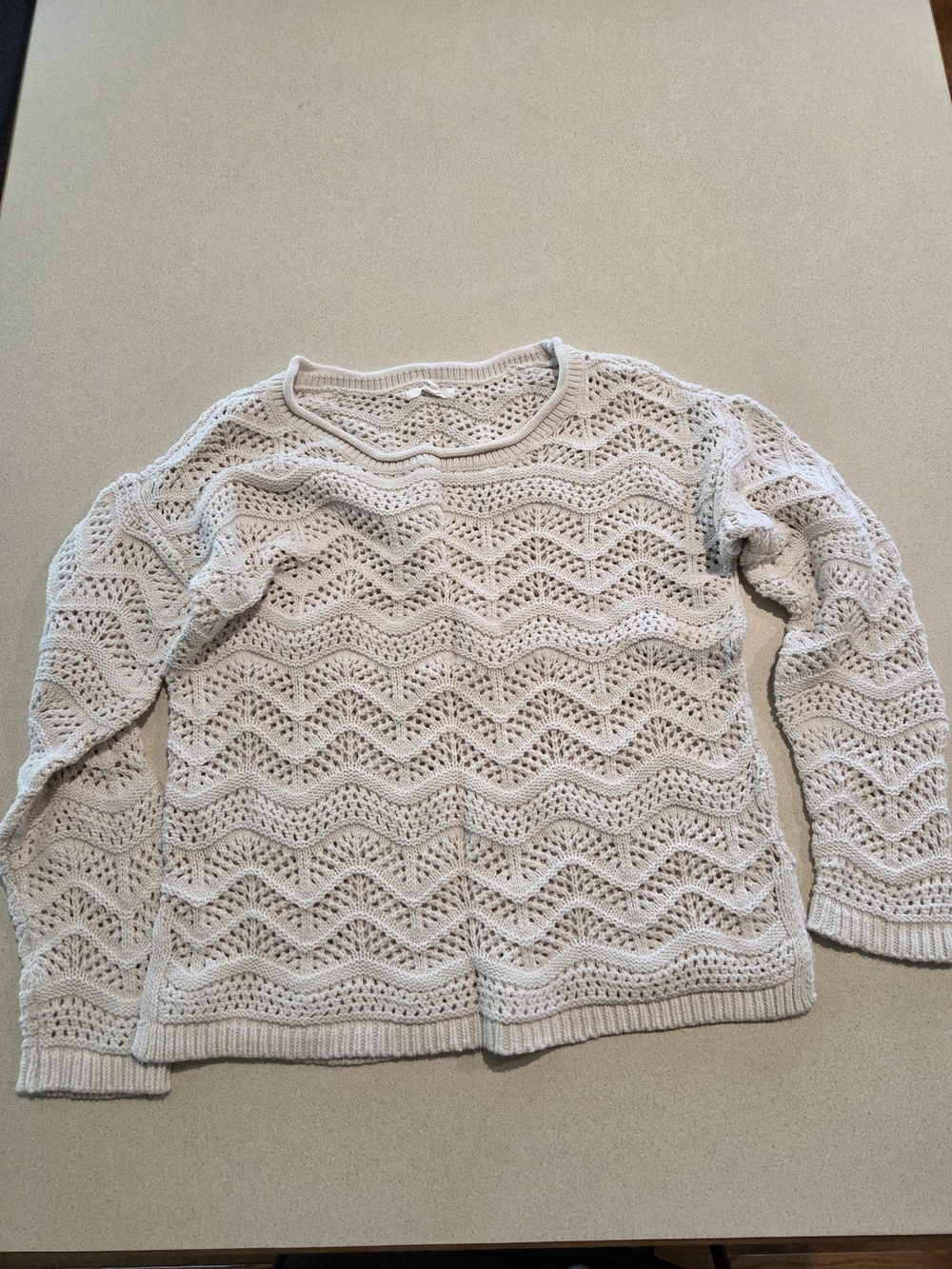 Maurices Cream Open-Knit Wave Sweater